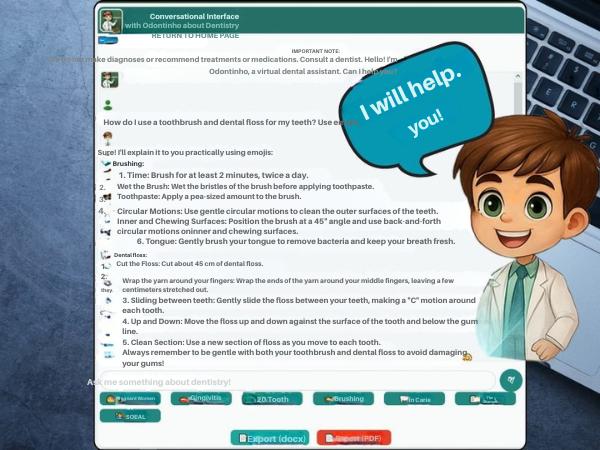 Interface conversacional do Odontinho - Chatbot de Odontologia